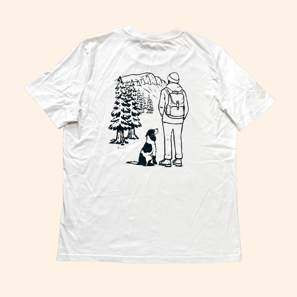 Spaniel with Markings Hiking View T-shirt - Pick your Dog Breed and Fur Colour