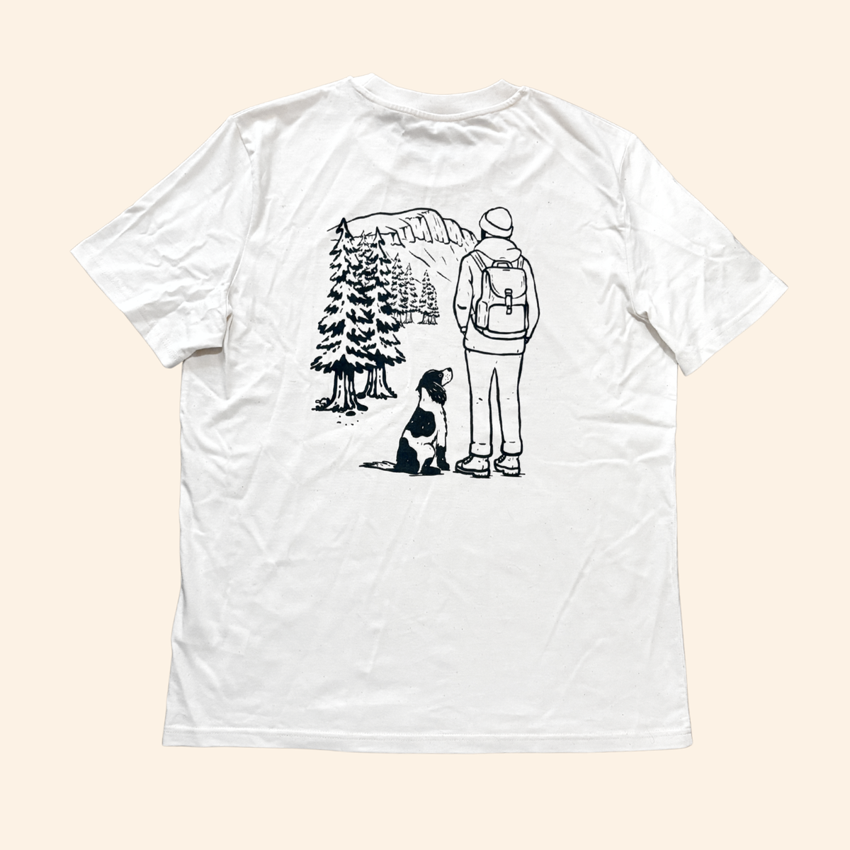 Spaniel with Markings Hiking View T-shirt - Pick your Dog Breed and Fur Colour