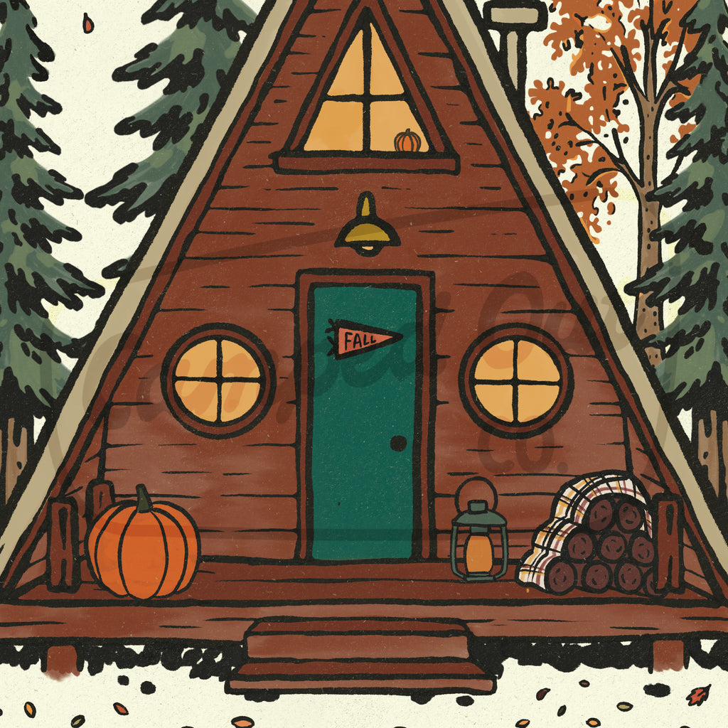 A Frame Cabin Print - Autumn Edition