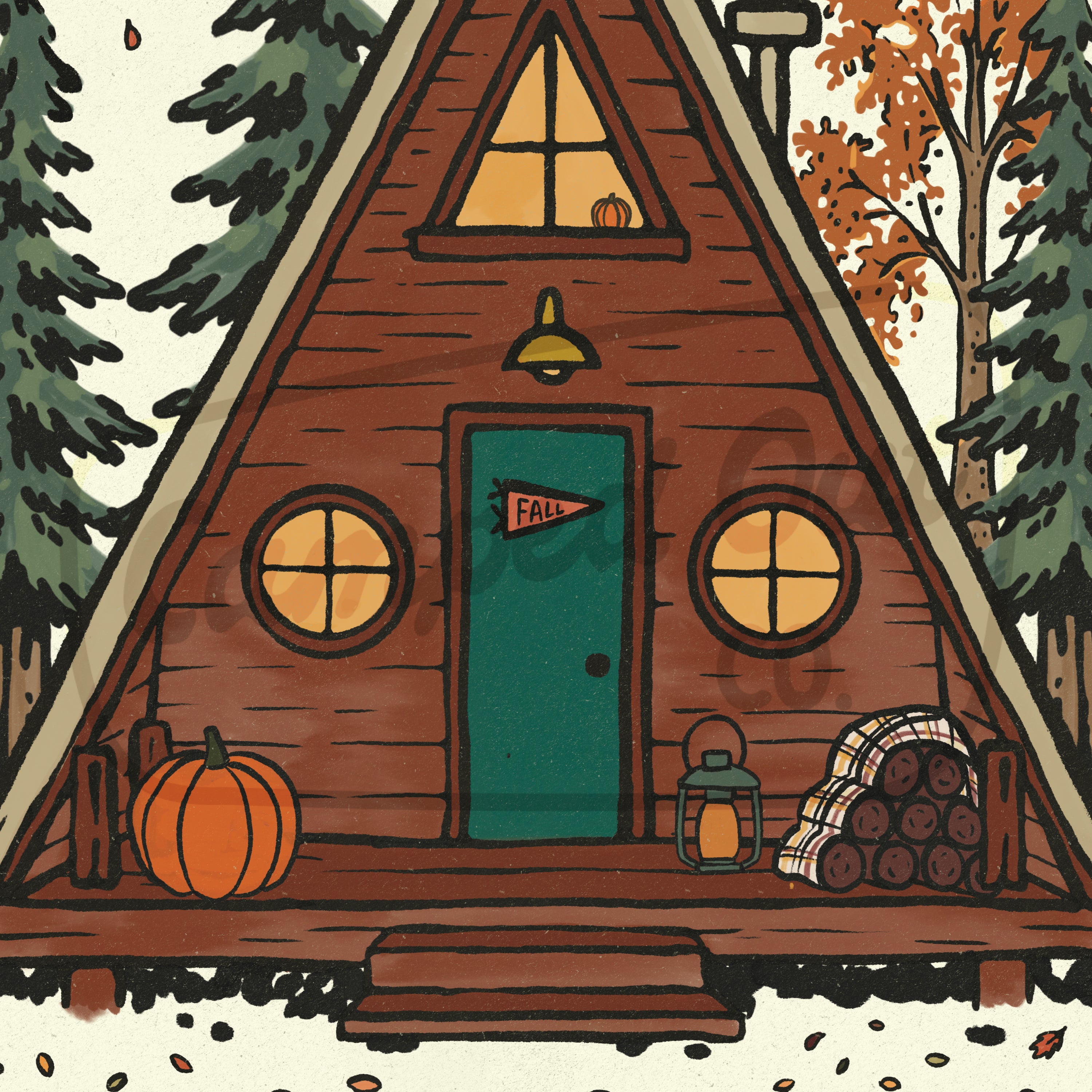 A Frame Cabin Print - Autumn Edition