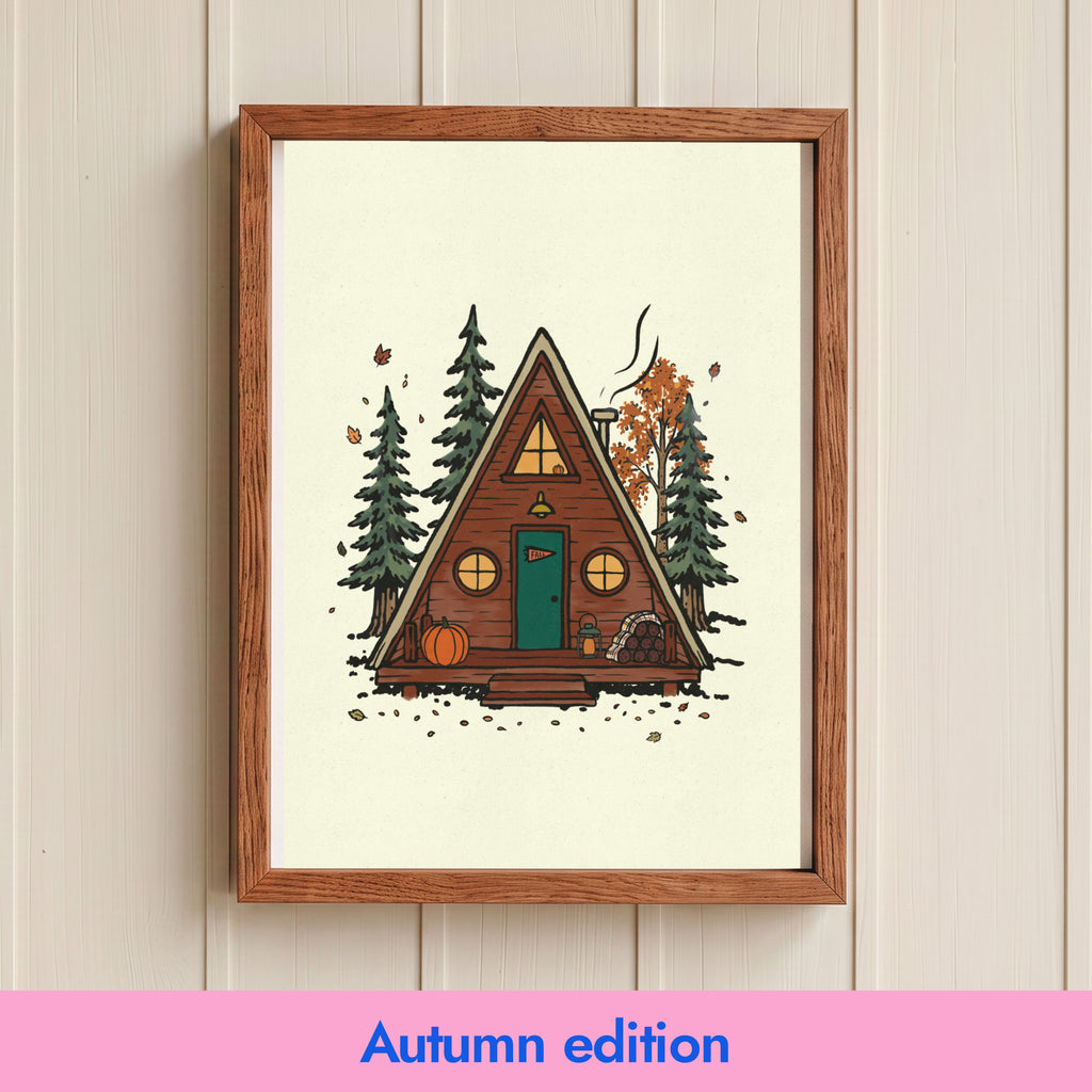 A Frame Cabin Print - Autumn Edition