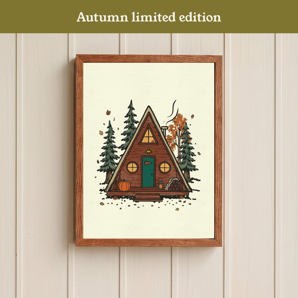 A Frame Cabin Print - Autumn Seasonal Edition