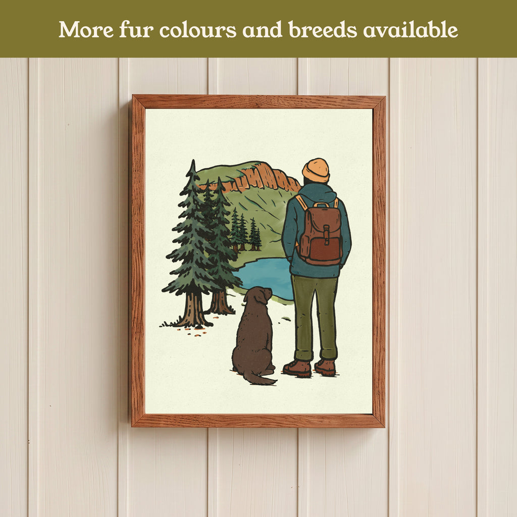 Labrador Hiking View Print - Pick your Dog Breed and Fur Colour
