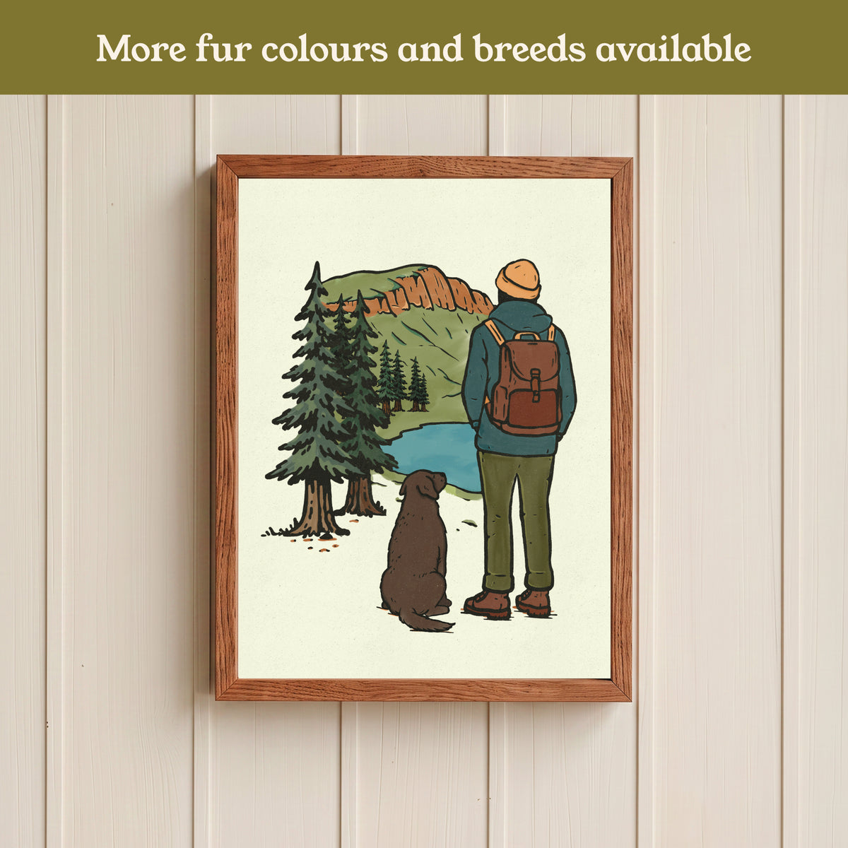 Labrador Hiking View Print - Pick your Dog Breed and Fur Colour