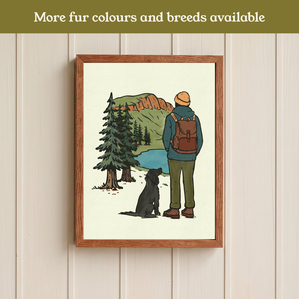 Spaniel Hiking View Print - Pick your Dog Breed and Fur Colour