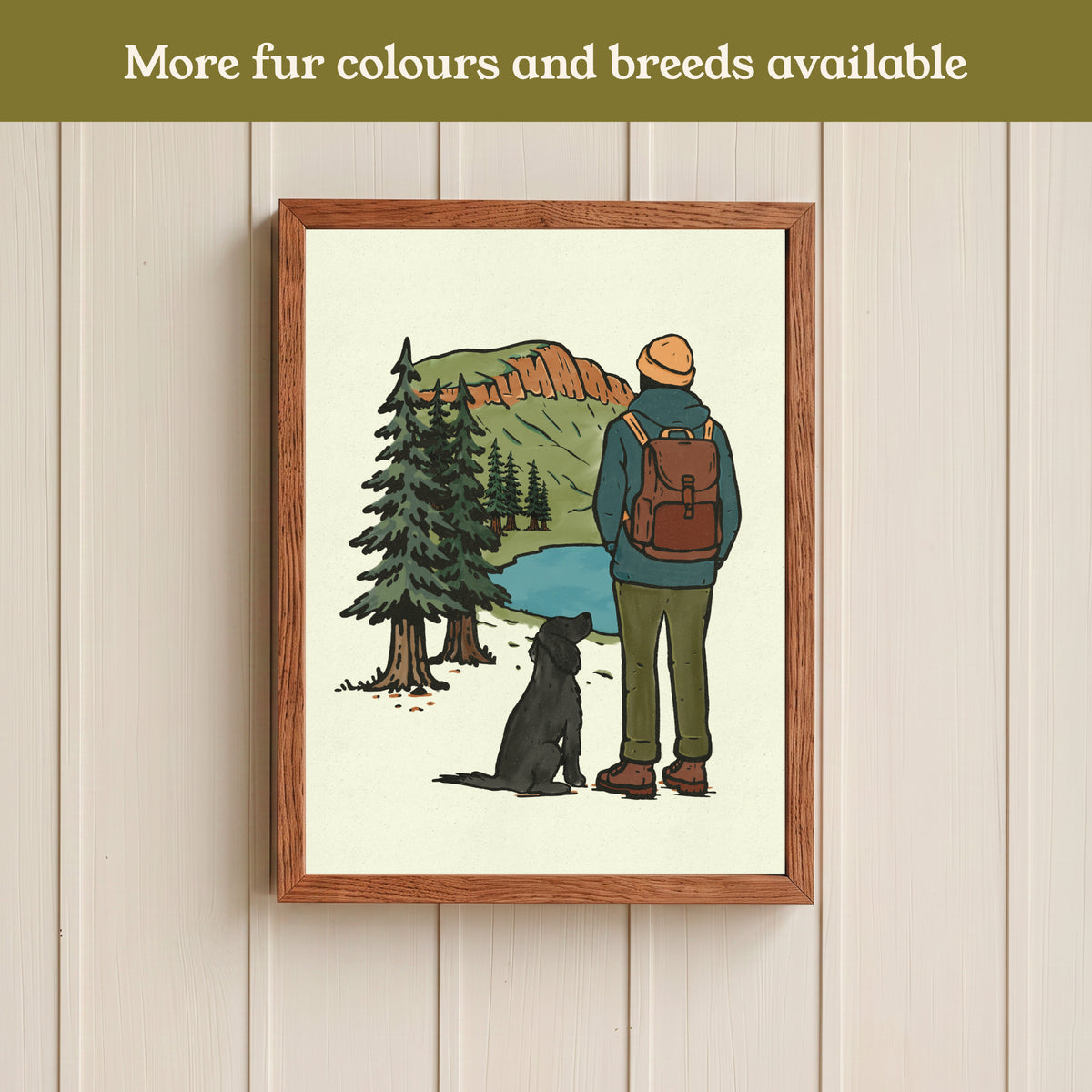 Spaniel Hiking View Print - Pick your Dog Breed and Fur Colour