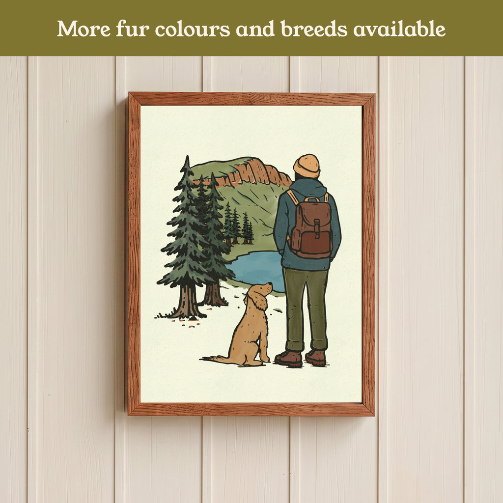 Spaniel Hiking View Print - Pick your Dog Breed and Fur Colour