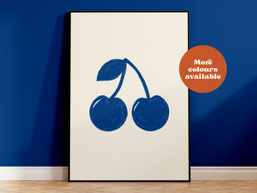 Cherry Linocut-Style print
