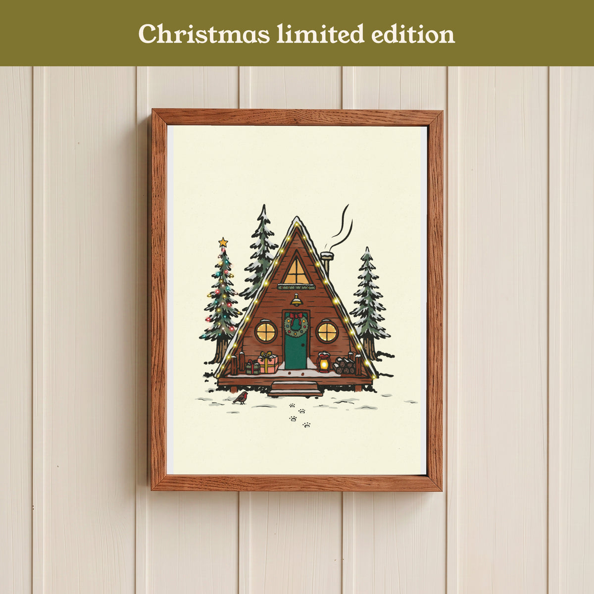 A Frame Cabin Print - Christmas Seasonal Edition