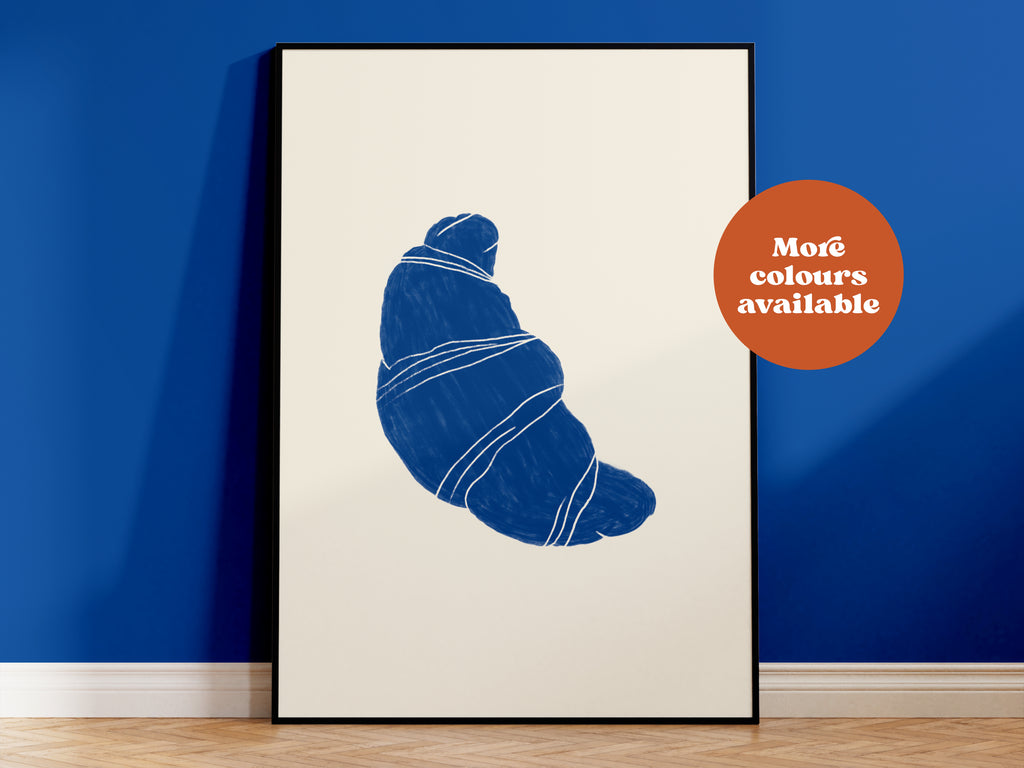 Croissant Linocut-Style print