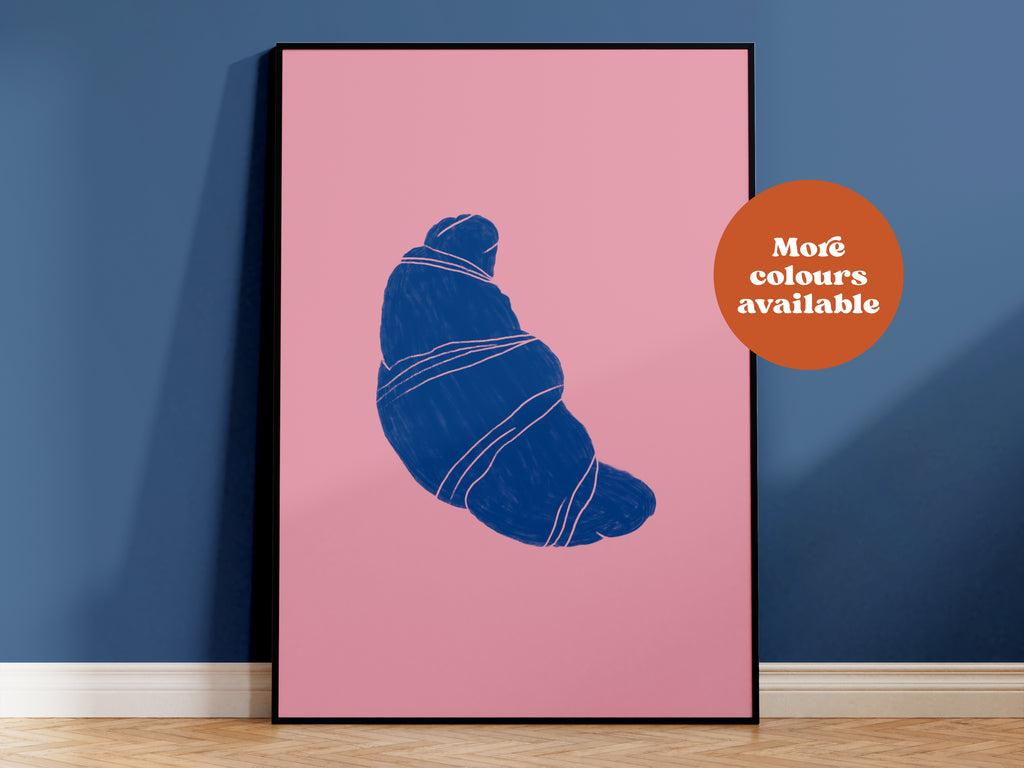 Croissant Linocut-Style print