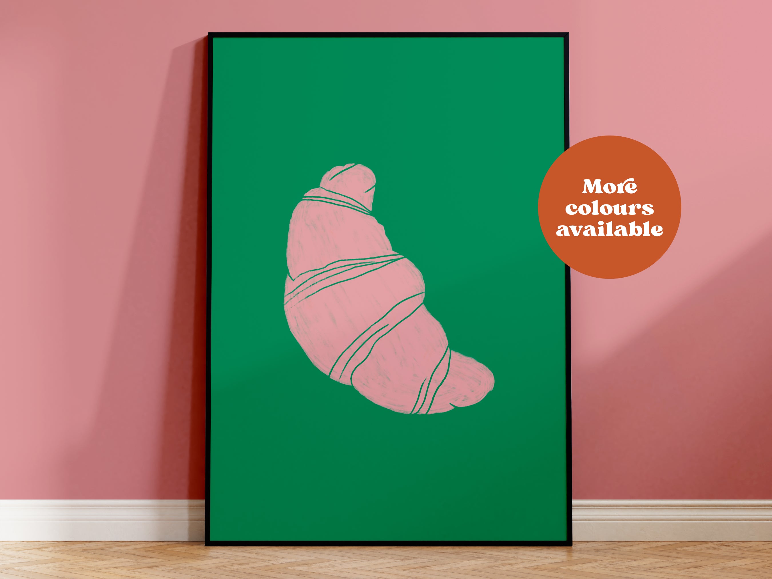 Croissant Linocut-Style print
