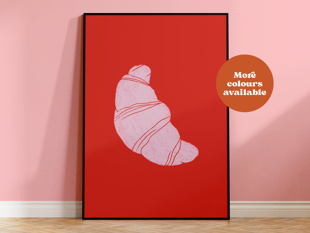 Croissant Linocut-Style print