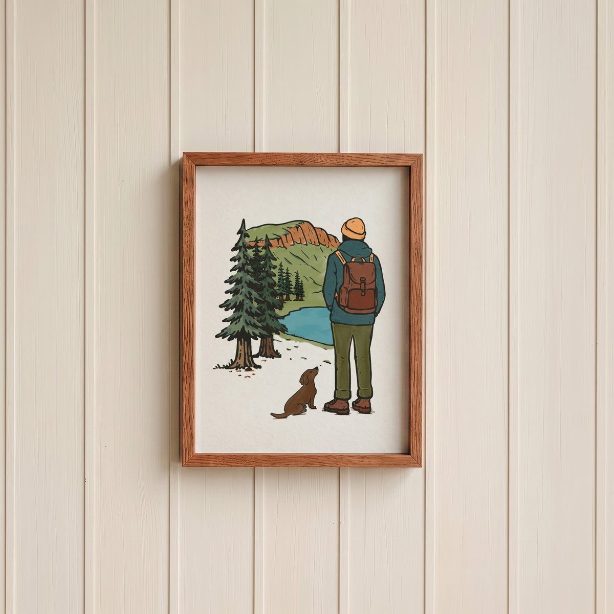 Dachshund Hiking View Print - Pick your Dog Breed and Fur Colour