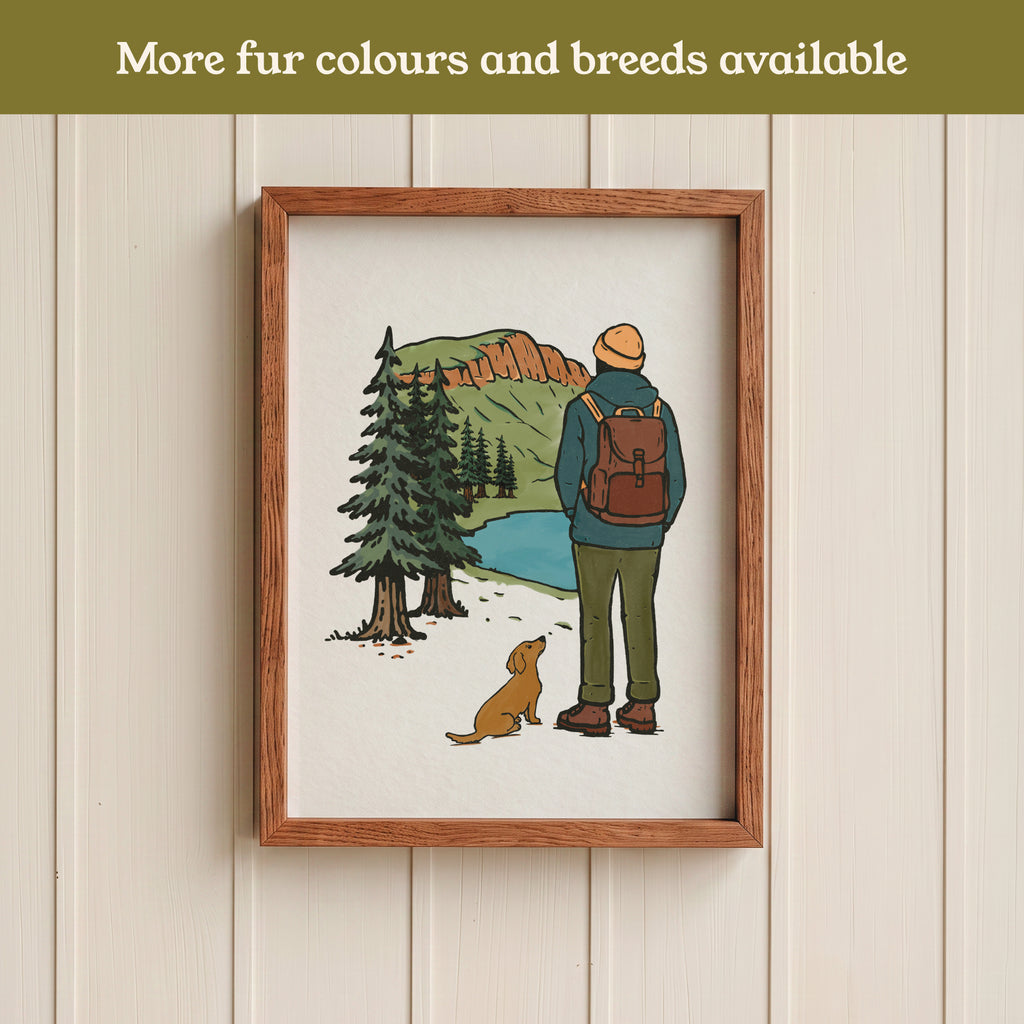 Dachshund Hiking View Print - Pick your Dog Breed and Fur Colour