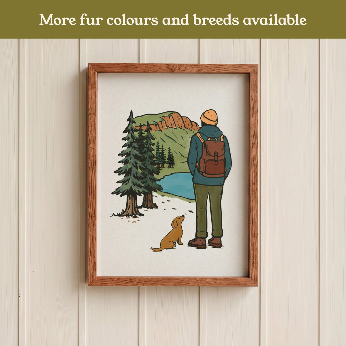 Dachshund Hiking View Print - Pick your Dog Breed and Fur Colour