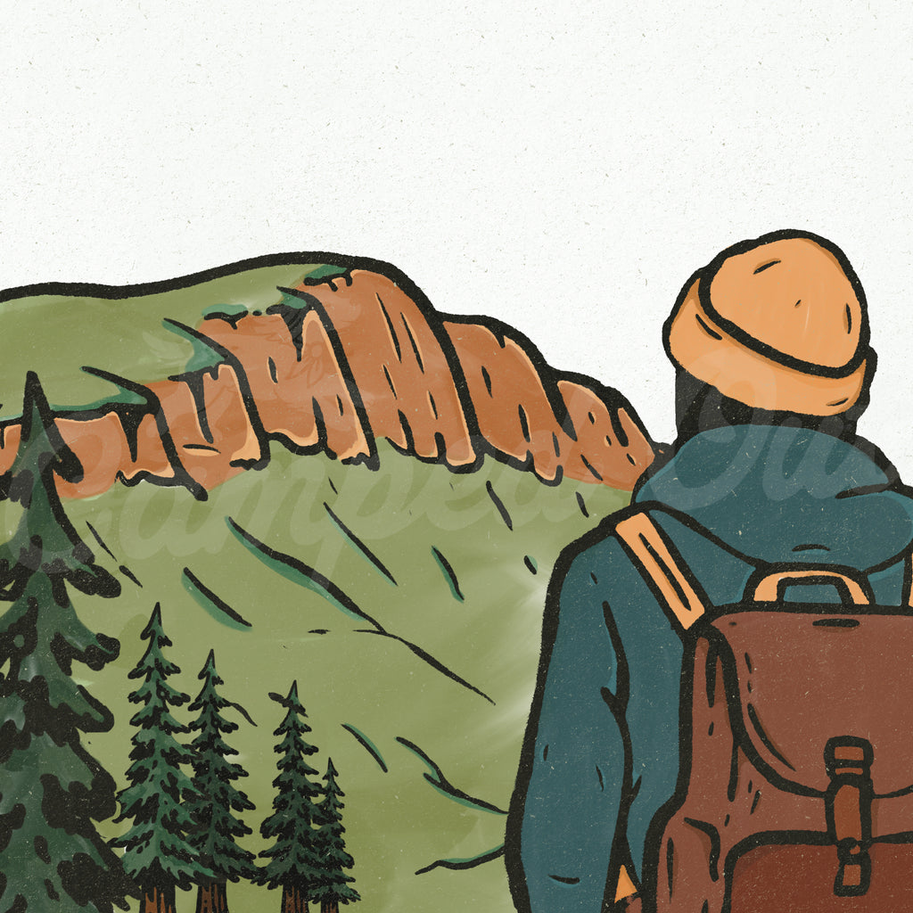 Dachshund Hiking View Print - Pick your Dog Breed and Fur Colour