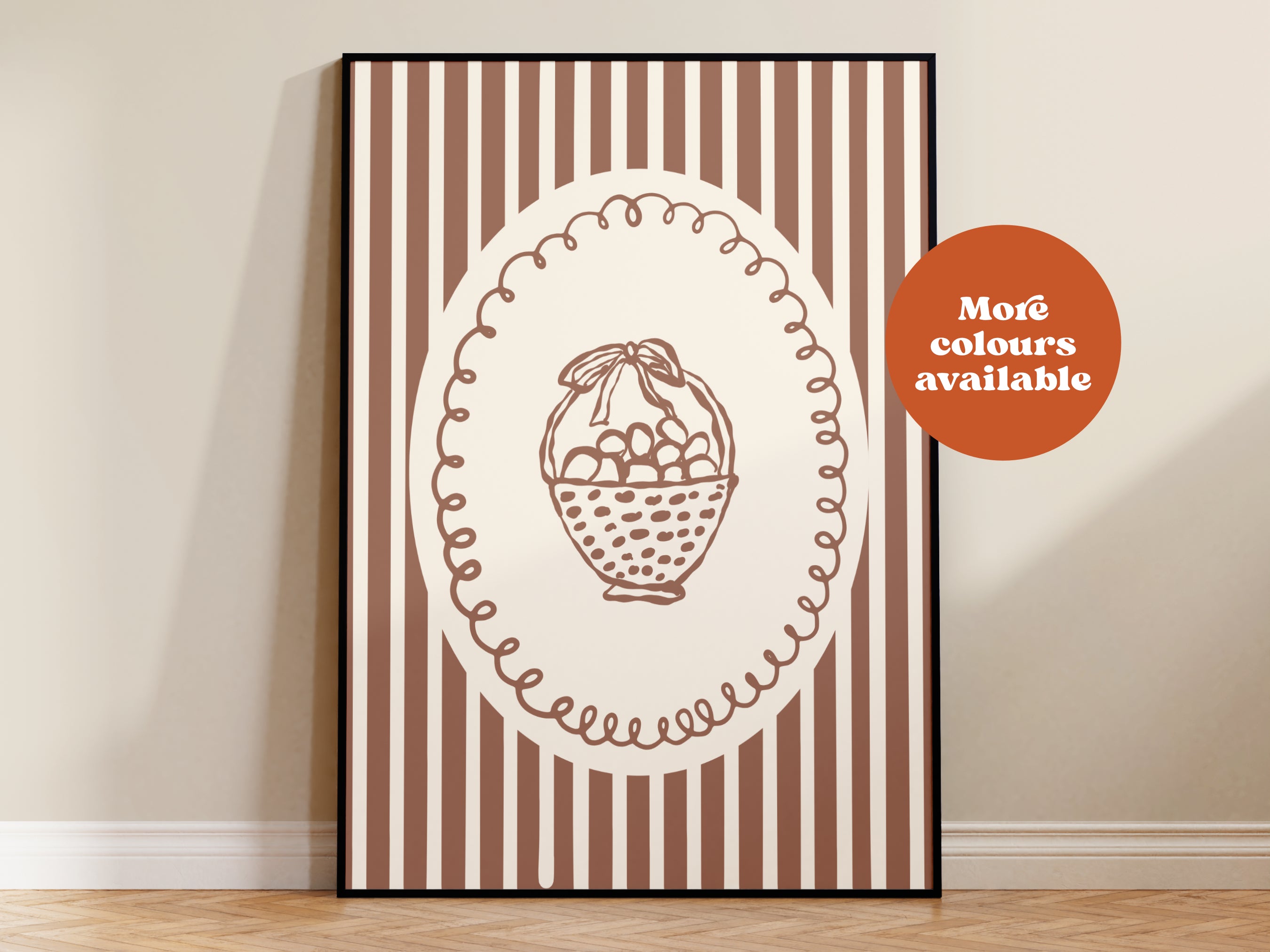 Retro Egg Basket Art Print - Easter Cottagecore Decor