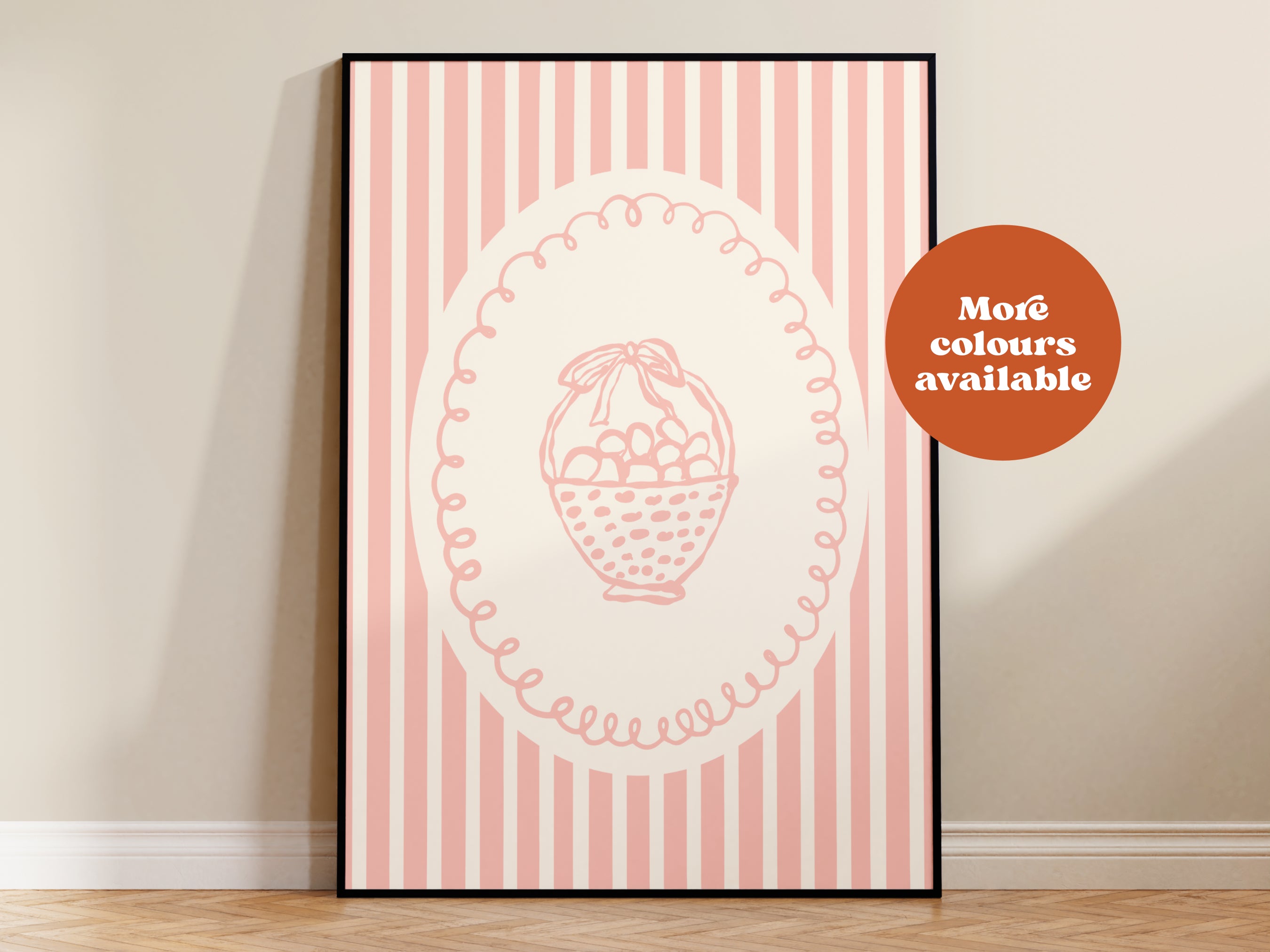 Retro Egg Basket Art Print - Easter Cottagecore Decor