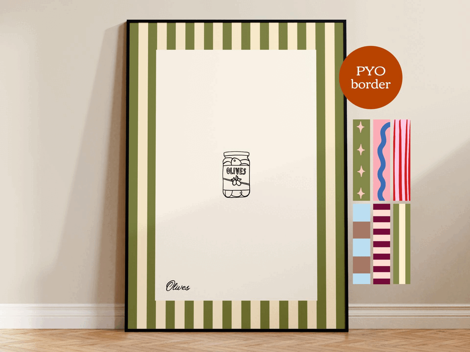PYO Border - Olives Print