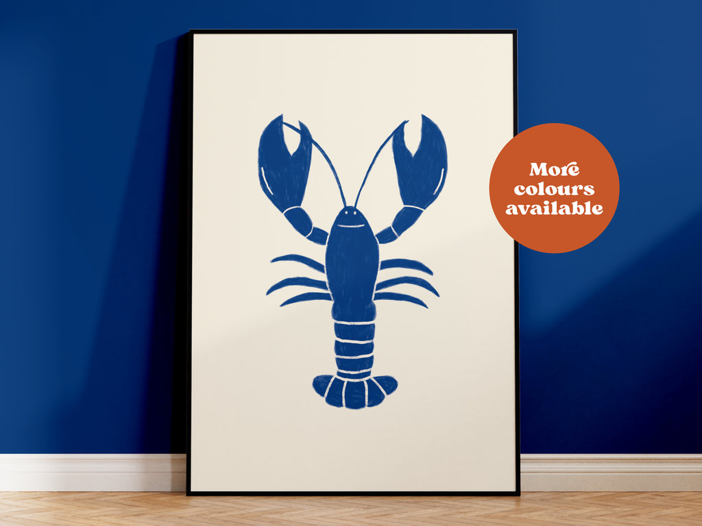 Lobster Linocut-Style print