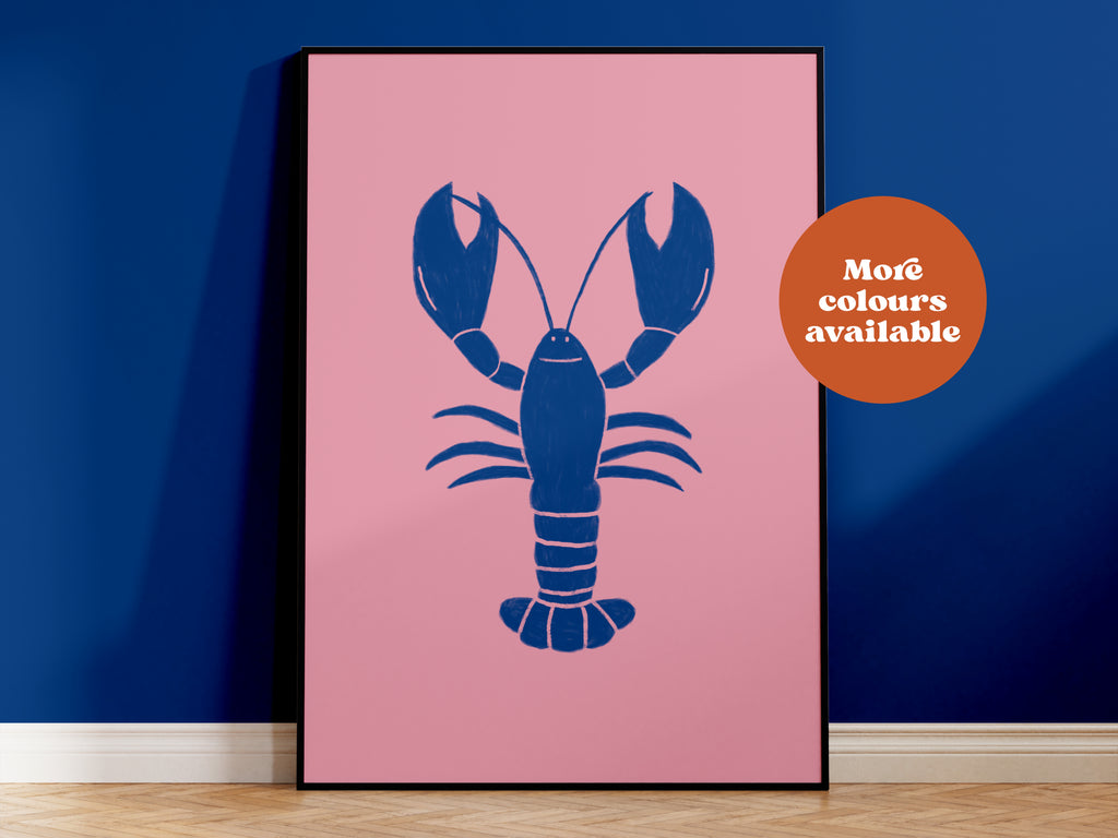 Lobster Linocut-Style print