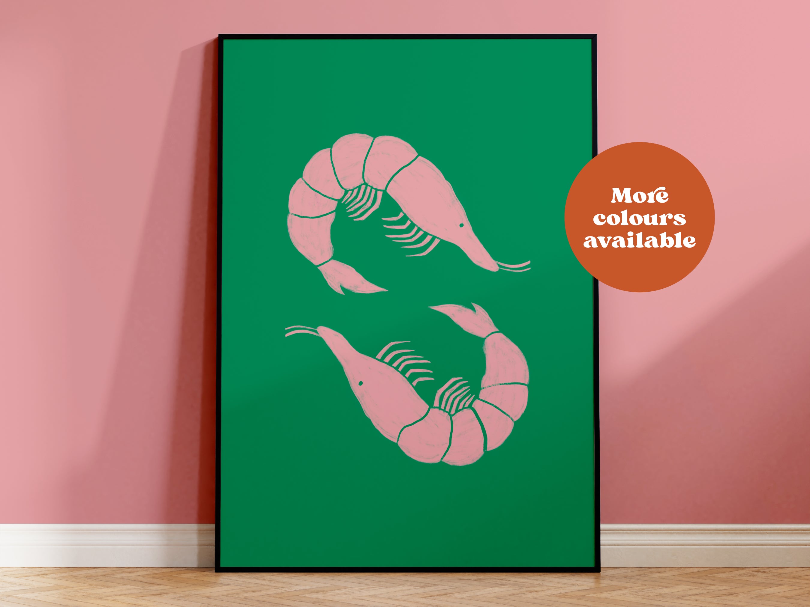 Prawns Linocut-Style print