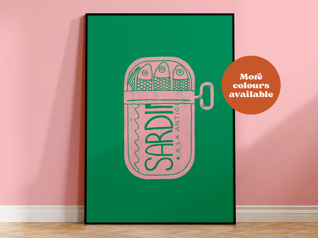 Sardines Linocut-Style print