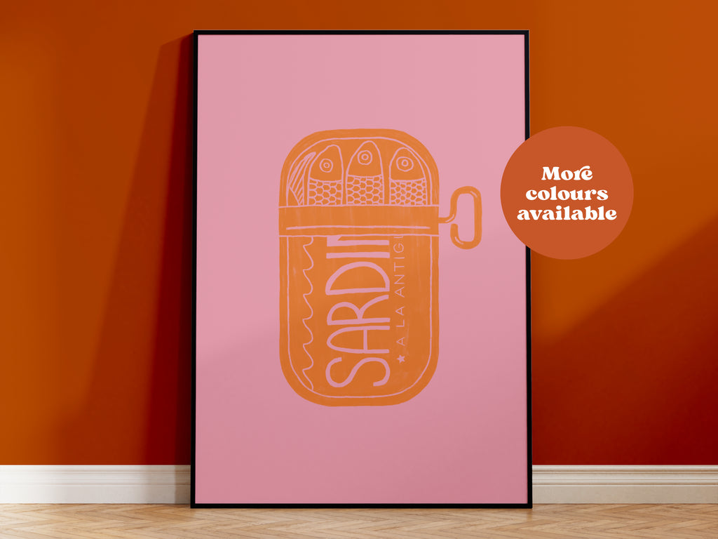 Sardines Linocut-Style print
