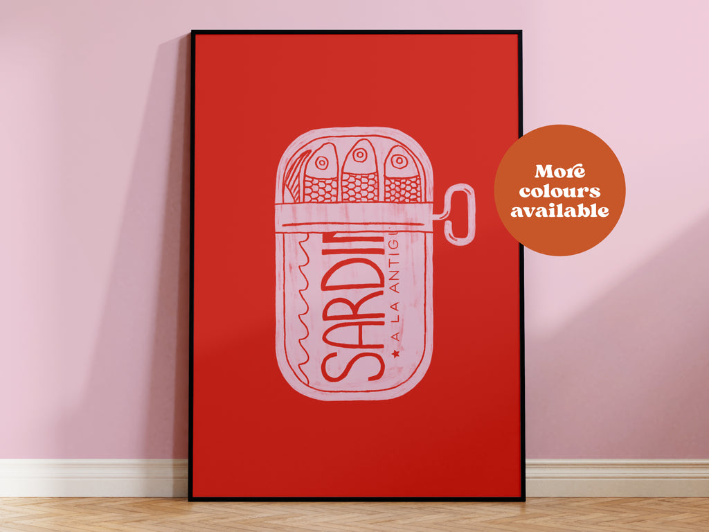 Sardines Linocut-Style print
