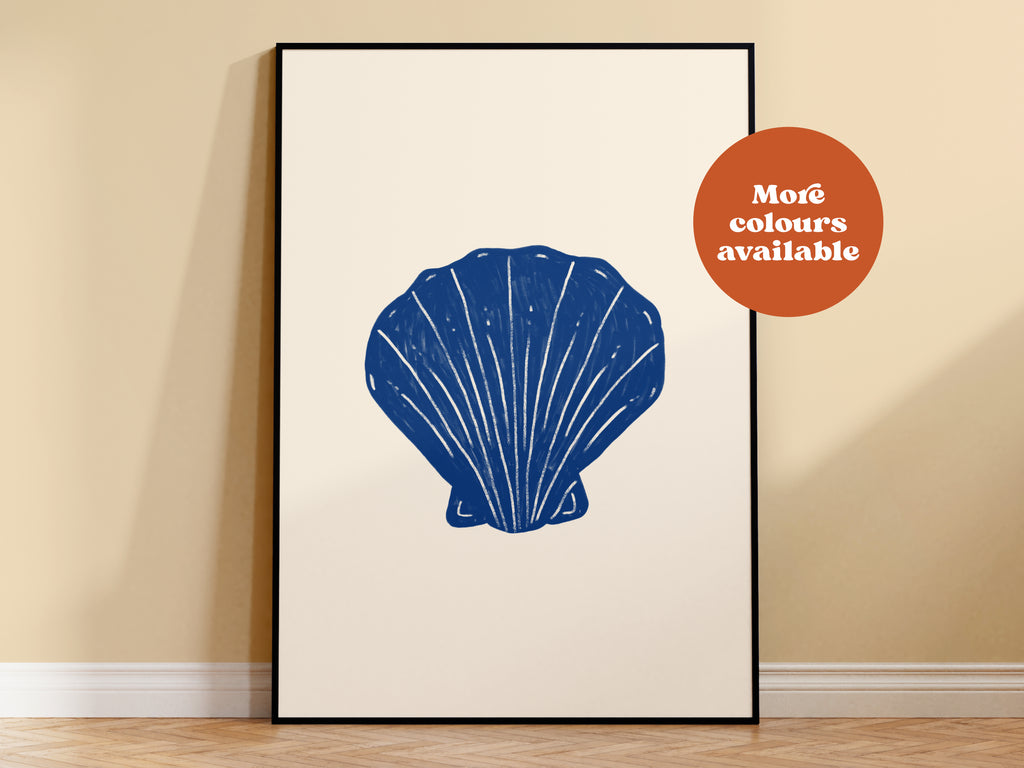 Cockle Shell Linocut-Style print
