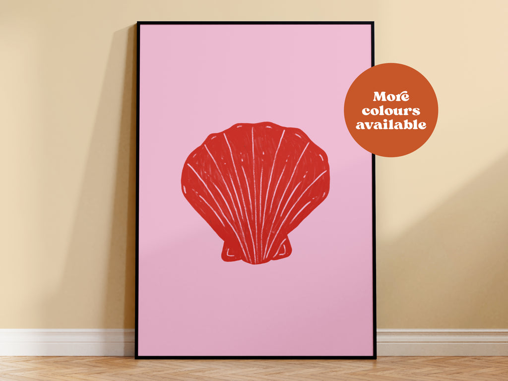 Cockle Shell Linocut-Style print