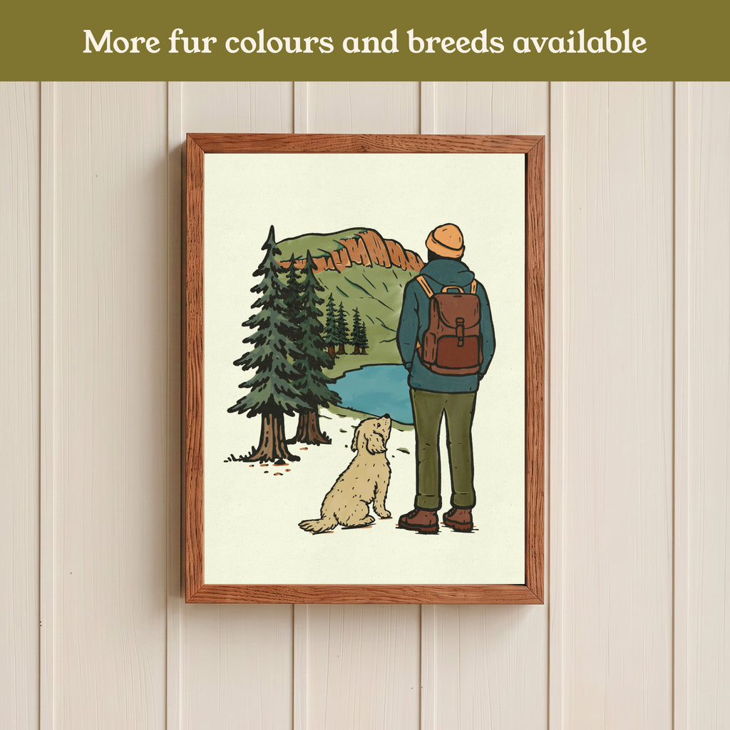 Doodle Hiking View Print - Pick your Dog Breed and Fur Colour