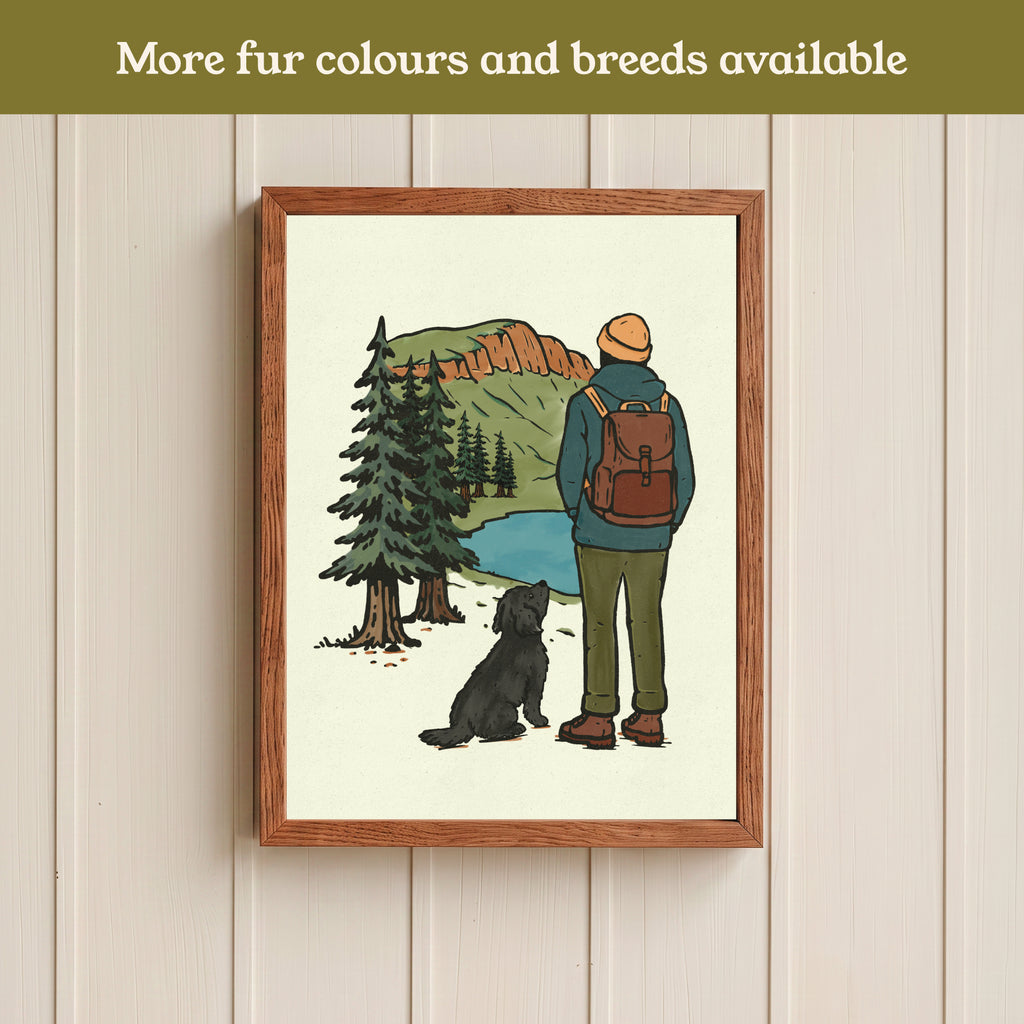 Doodle Hiking View Print - Pick your Dog Breed and Fur Colour