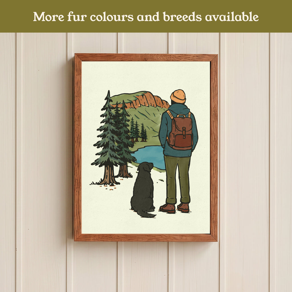 Labrador Hiking View Print - Pick your Dog Breed and Fur Colour