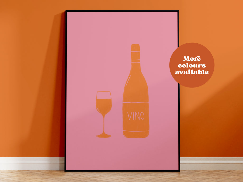 Vino Linocut-Style print
