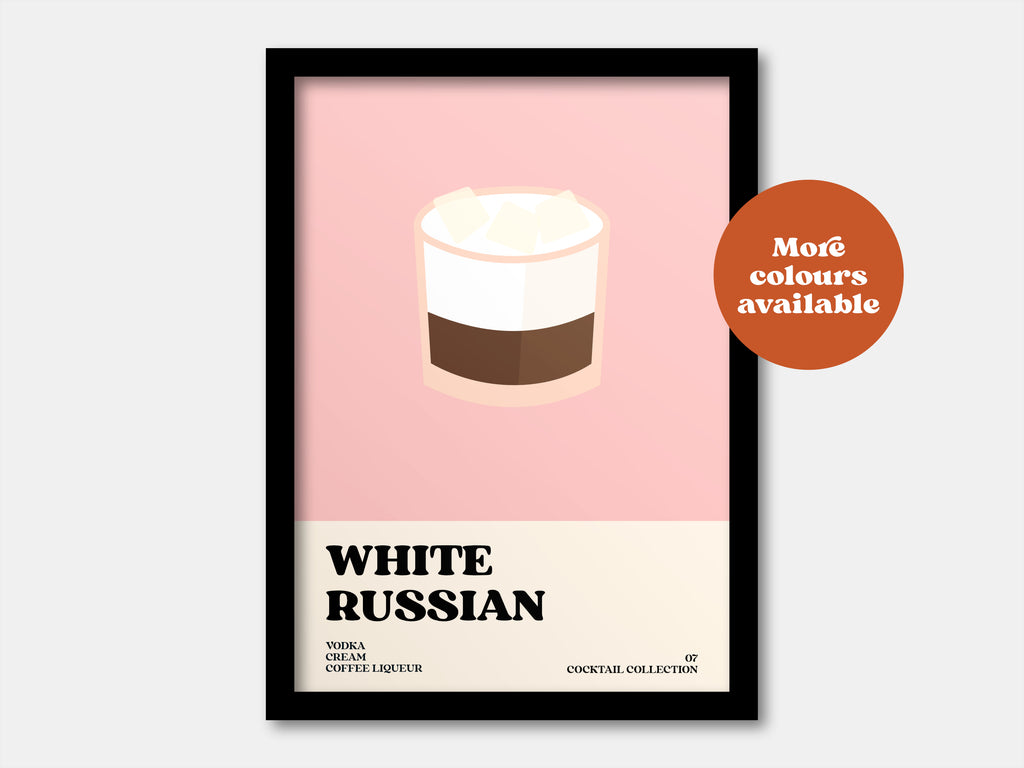 White Russian Cocktail Print